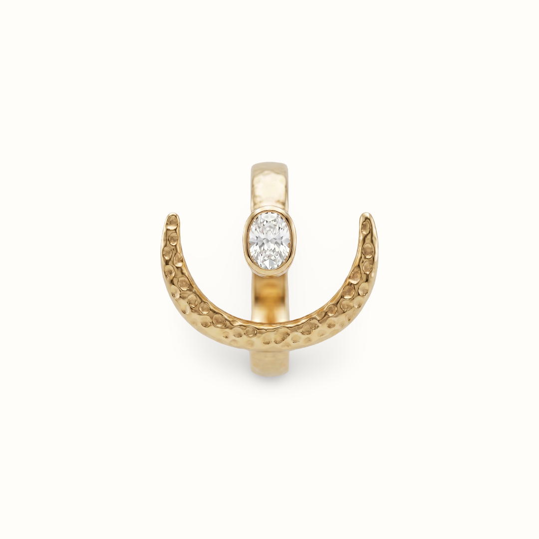 Rise & Shine — Crescent Moon Ring in Gold Plated Silver