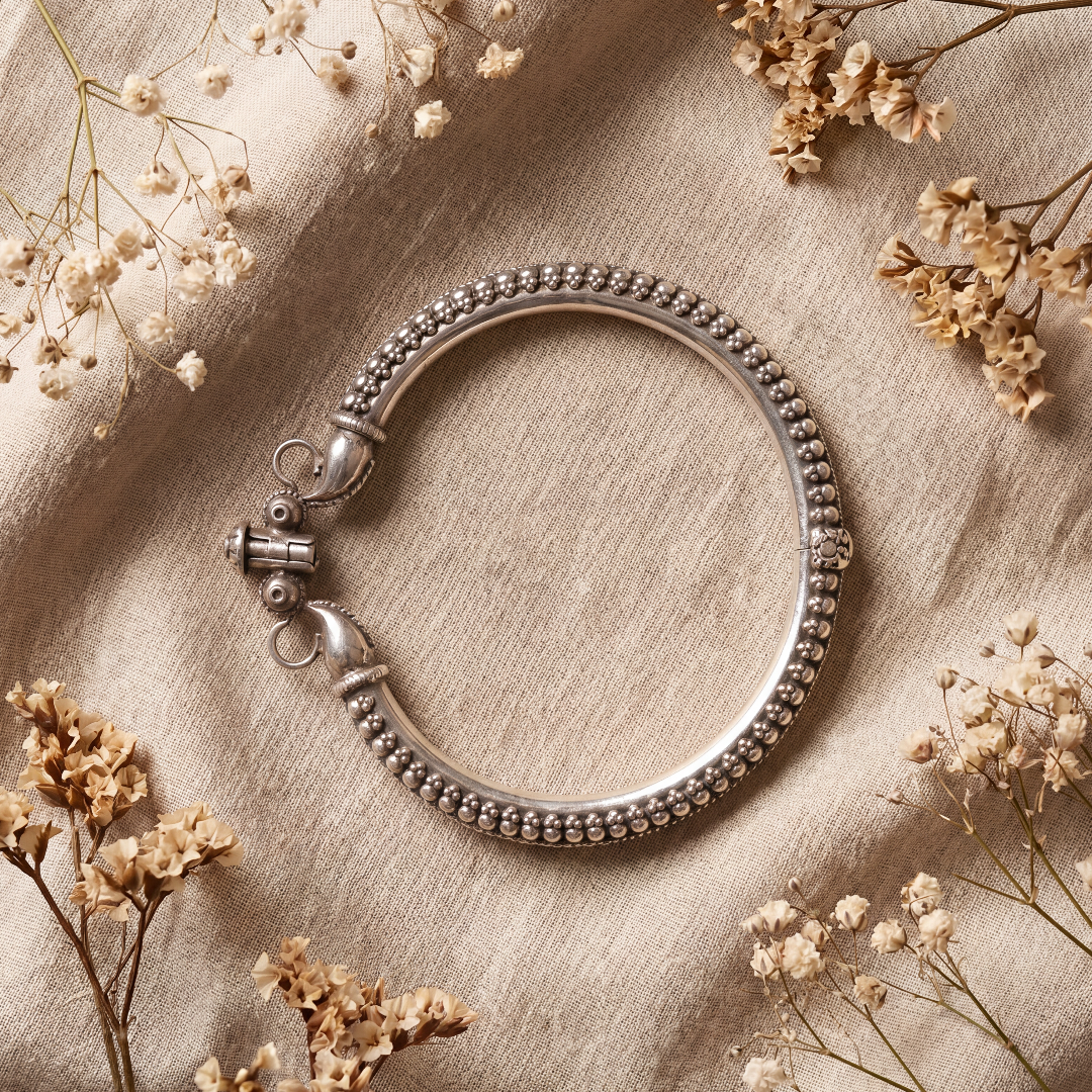 Trunk Call — Hathi Soond Pacheli Bangle in Oxidised Silver