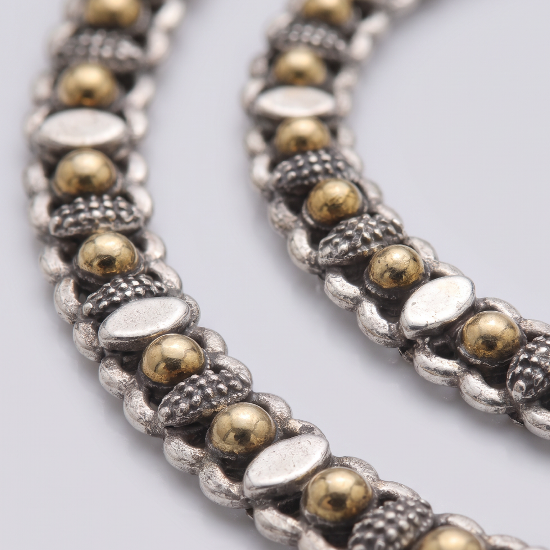 Two-Toned Trouble — Gold Bead Payal in Dual Tone Oxidised Silver