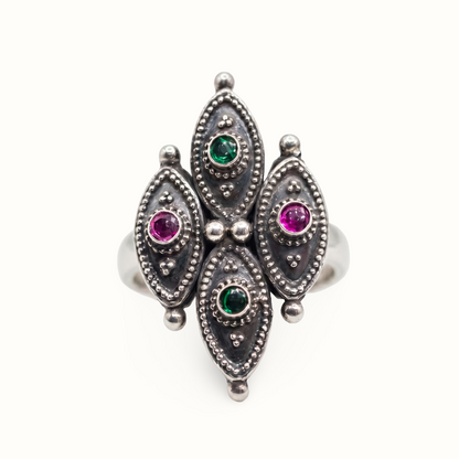 Four Eyes on You — Patti Cluster Ring in Oxidised Silver