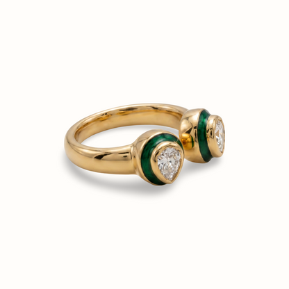 Two Can Play — Kundan Meenakari Bypass Ring in Gold-Plated Silver