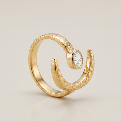 Rise & Shine — Crescent Moon Ring in Gold Plated Silver