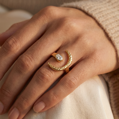 Rise & Shine — Crescent Moon Ring in Gold Plated Silver