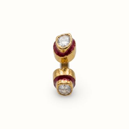 Two of a Kind — Double Kundan Meenakari Open Ring in Gold Plated Silver