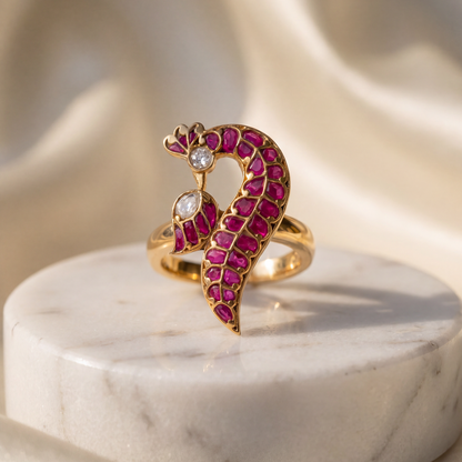 Strutting — Mor Ruby Ring in Gold Plated Silver