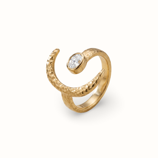 Rise & Shine — Crescent Moon Ring in Gold Plated Silver