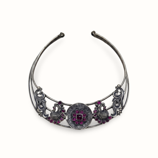 Neck of the Party — Floral Hansli in Oxidised Silver
