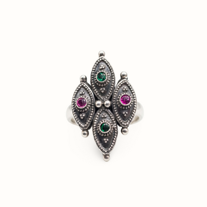 Four Eyes on You — Patti Cluster Ring in Oxidised Silver