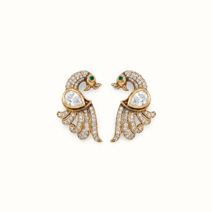 Peacock Hour — Mor Stud Earrings in Gold Plated Silver