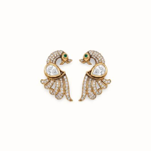 Peacock Hour — Mor Stud Earrings in Gold Plated Silver