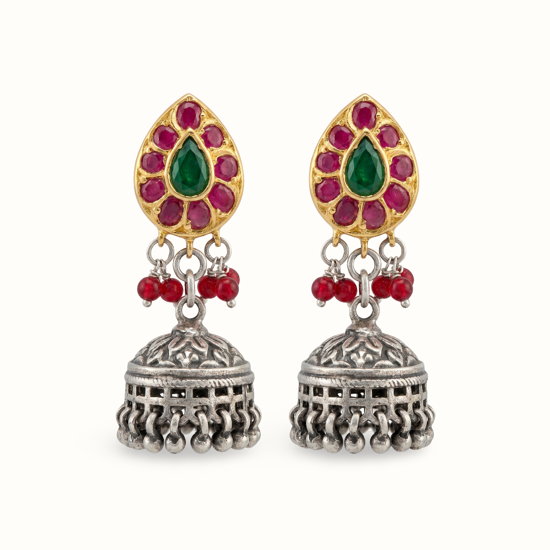 Ruby Riot — Kundan Jhumka in Oxidised Silver