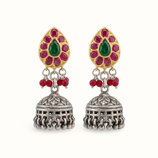 Ruby Riot — Kundan Jhumka in Oxidised Silver