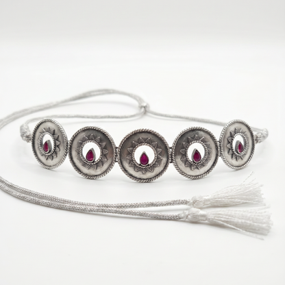 Five of a Kind — Sun Disc Choker in Oxidised Silver