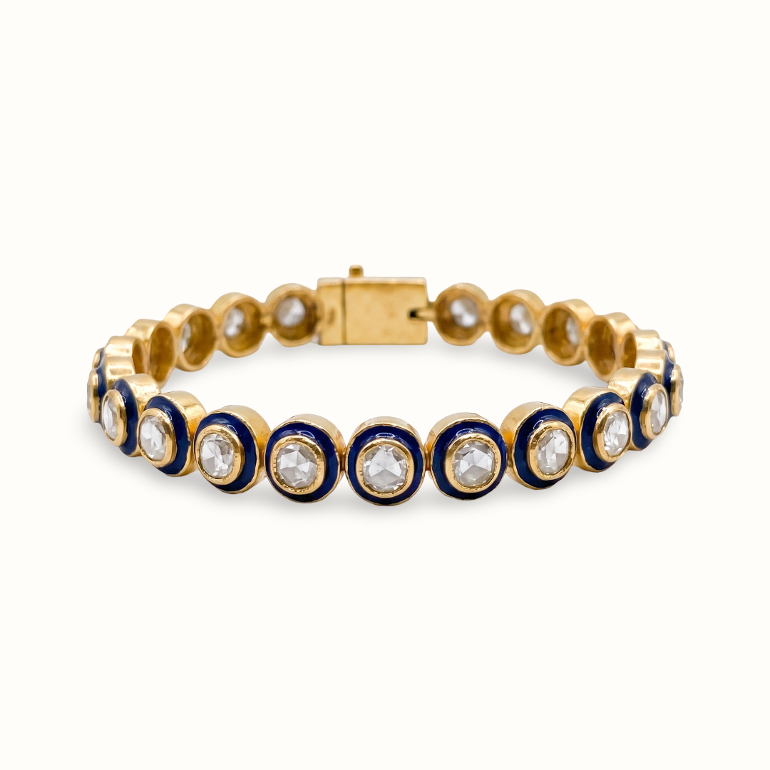 Rally, But Make It Royal — Kundan Meenakari Tennis Bracelet in Gold Plated Silver
