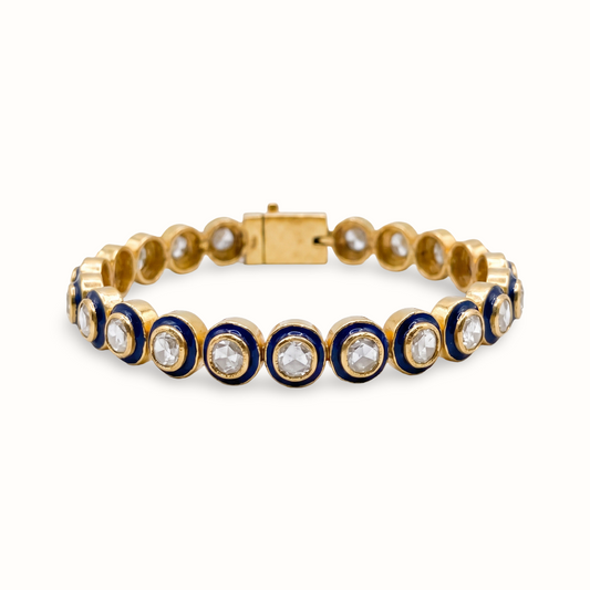 Rally, But Make It Royal — Kundan Meenakari Tennis Bracelet in Gold Plated Silver
