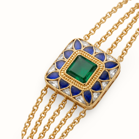 Wrist Goals — Kundan Meenakari Bracelet in Gold Plated Silver