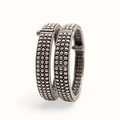 Bubble Wrap — Beaded Kada in Oxidised Silver