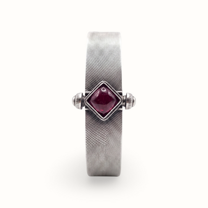 Red Card — Ruby Stone Kada in Oxidised Silver
