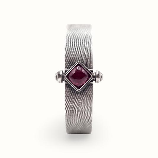Red Card — Ruby Stone Kada in Oxidised Silver