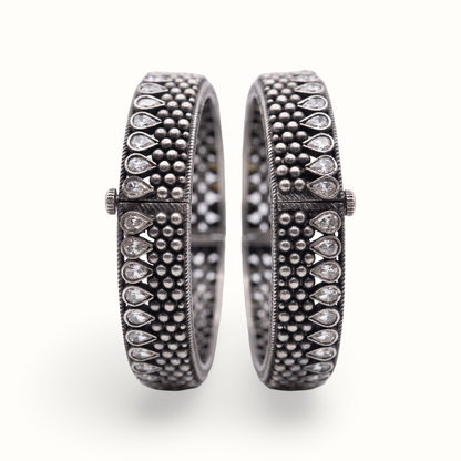 Stack Season — Kundan Bead Kada in Oxidised Silver