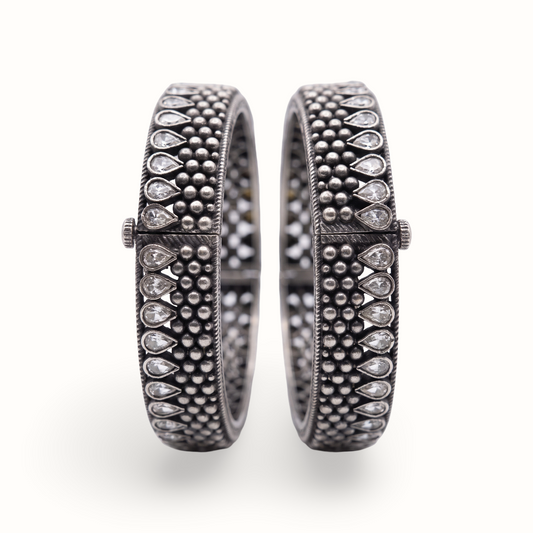 Stack Season — Kundan Bead Kada in Oxidised Silver