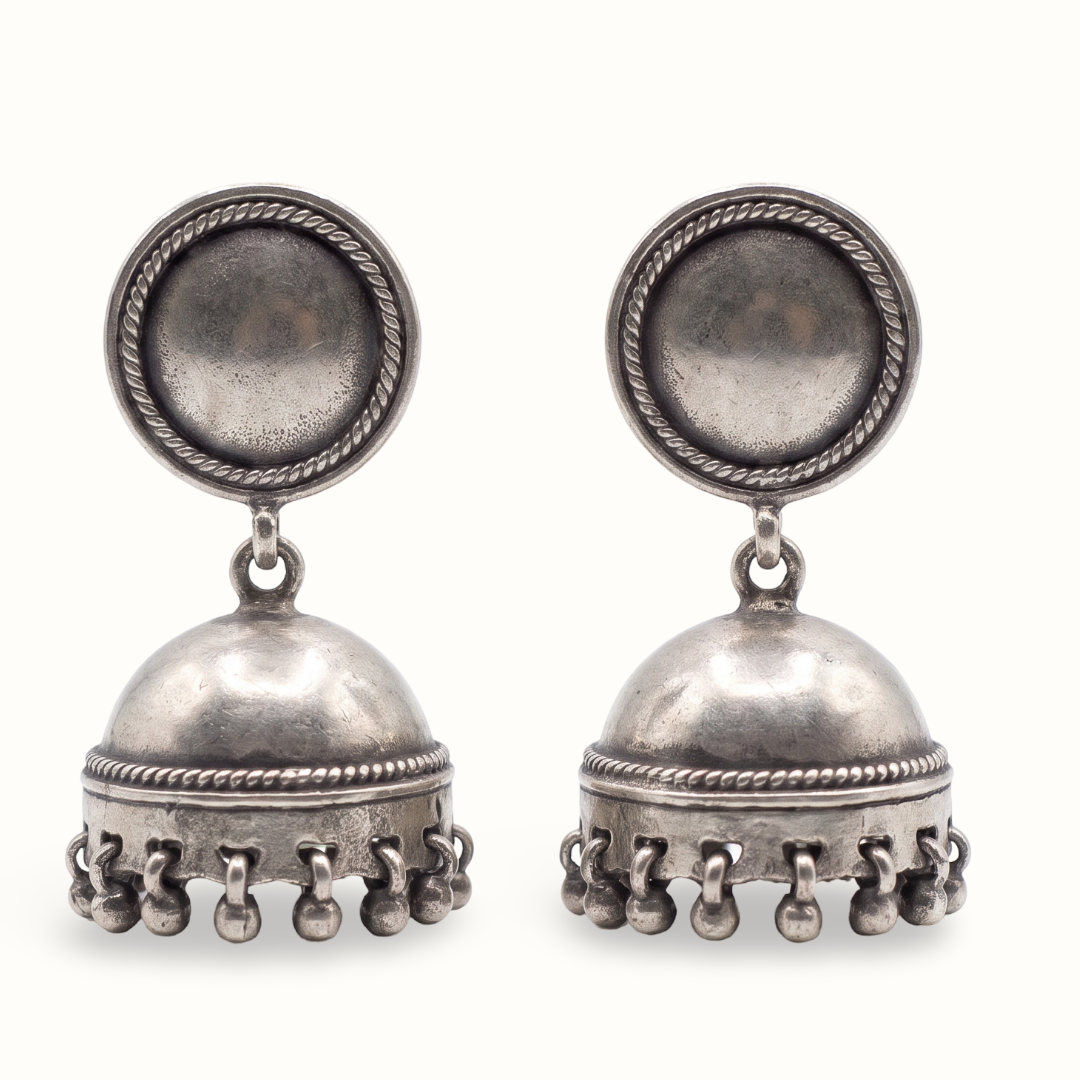 Dome and Done — Ghungroo Jhumka in Oxidised Silver
