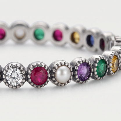 Nine of Everything — Navratna Bangle in Oxidised Silver