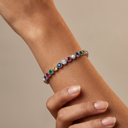 Nine of Everything — Navratna Bangle in Oxidised Silver