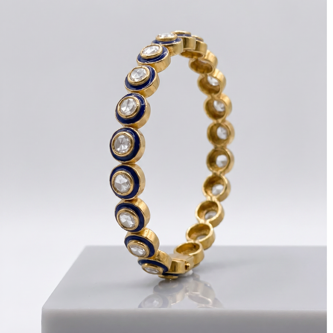 Rally, But Make It Royal — Kundan Meenakari Tennis Bracelet in Gold Plated Silver