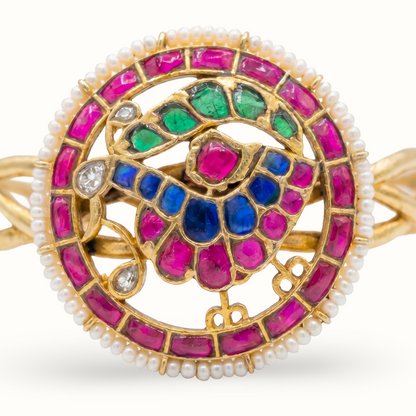 Full Circle — Navratna Kundan Bracelet in Gold Plated Silver