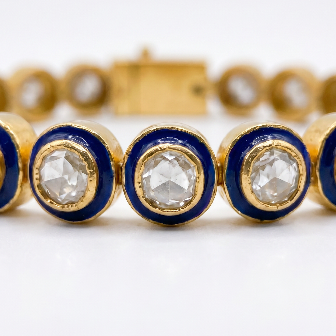 Rally, But Make It Royal — Kundan Meenakari Tennis Bracelet in Gold Plated Silver