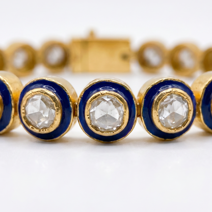Rally, But Make It Royal — Kundan Meenakari Tennis Bracelet in Gold Plated Silver