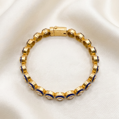 Rally, But Make It Royal — Kundan Meenakari Tennis Bracelet in Gold Plated Silver