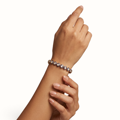 Rally, But Make It Royal — Kundan Meenakari Tennis Bracelet in Gold Plated Silver