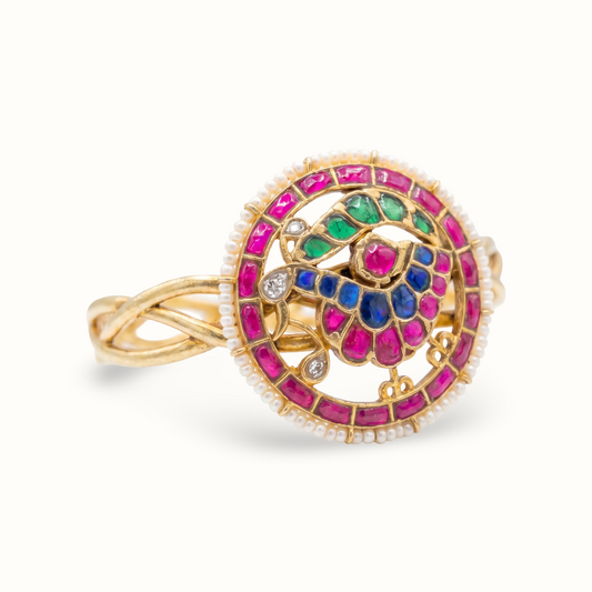 Full Circle — Navratna Kundan Bracelet in Gold Plated Silver