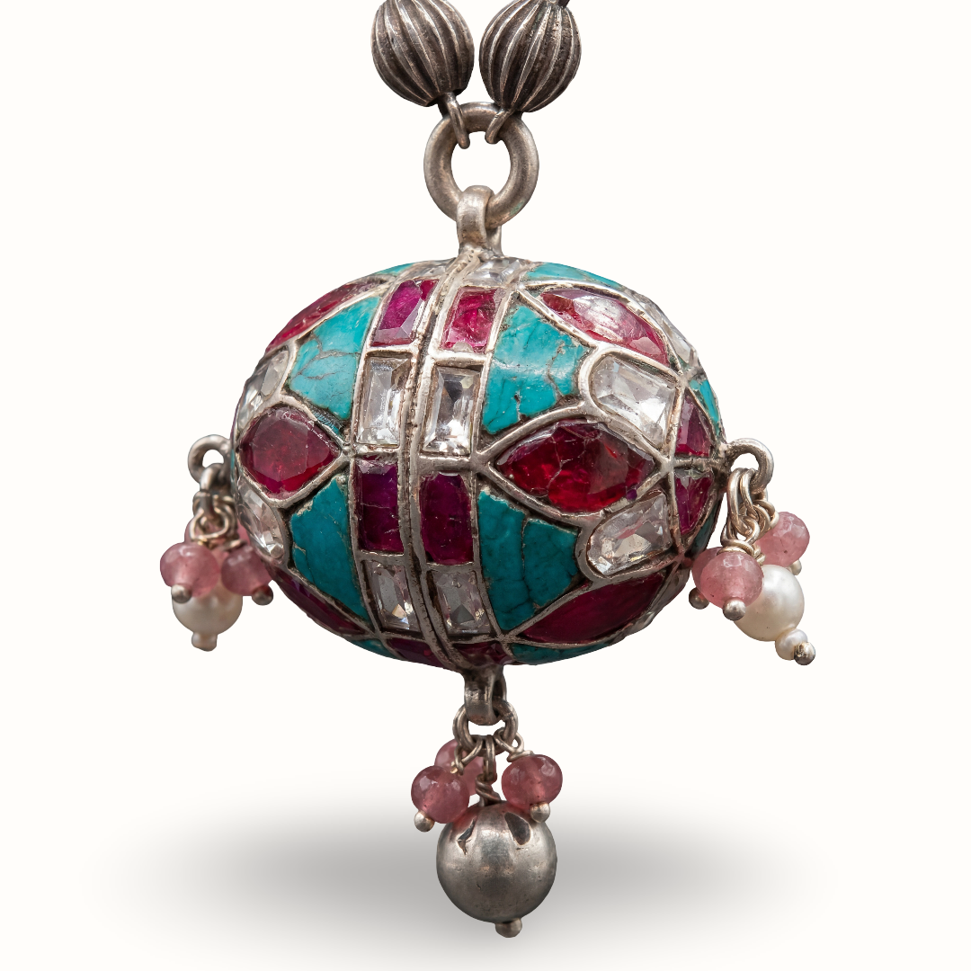Drop the Beat — Dholak Pendant Matar Mala in Oxidised Silver