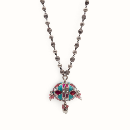 Drop the Beat — Dholak Pendant Matar Mala in Oxidised Silver