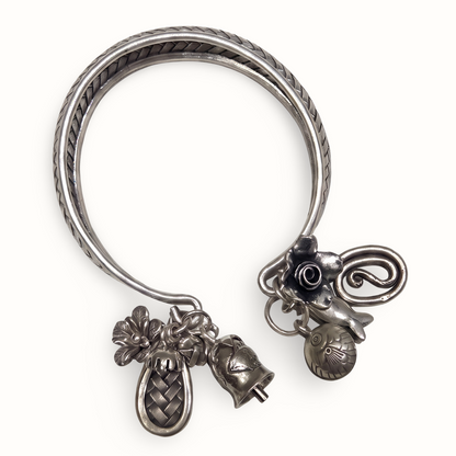 Controlled Chaos — Elephant & Ghungroo Charm Kada in Oxidised Silver
