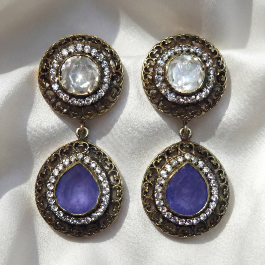 Deep Blue Mood — Victorian Tanzanite Dangle in Oxidised Silver