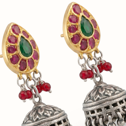 Ruby Riot — Kundan Jhumka in Oxidised Silver