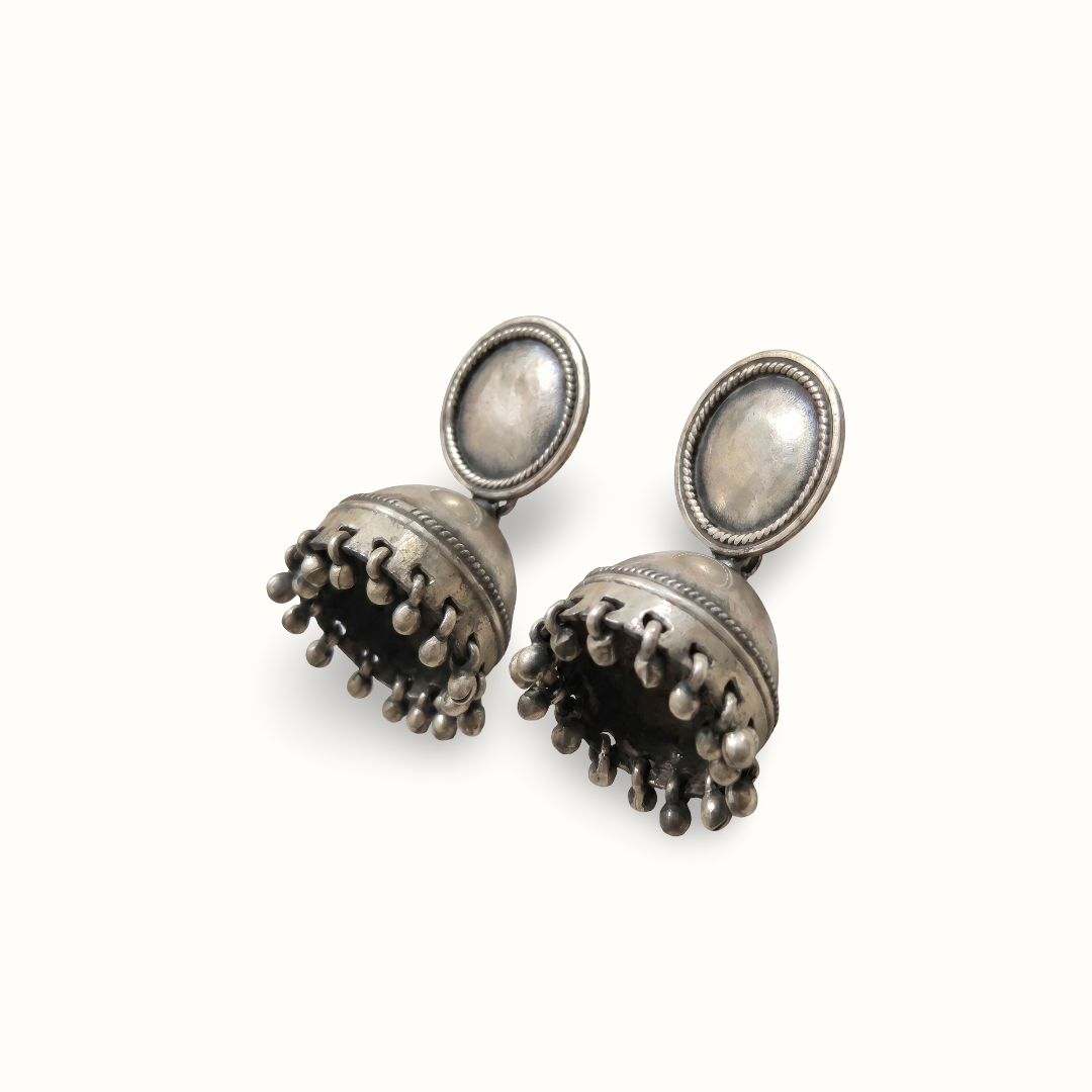 Dome and Done — Ghungroo Jhumka in Oxidised Silver