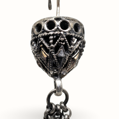 Little Riot — Jali Dome Chain-Tassel Earrings in Oxidised Silver