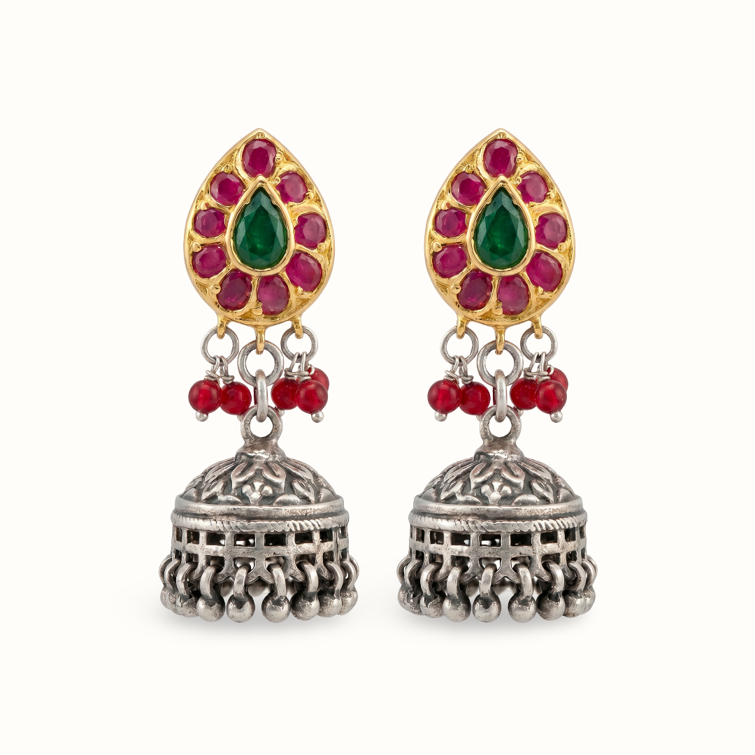 Ruby Riot — Kundan Jhumka in Oxidised Silver