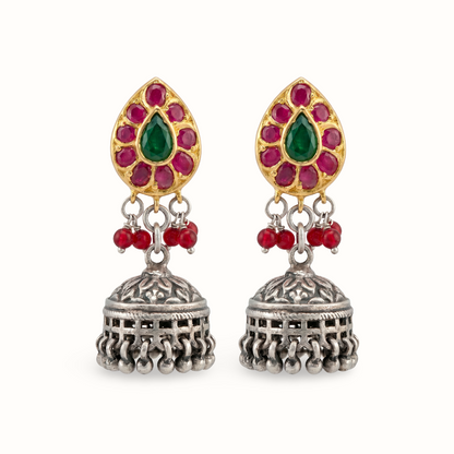 Ruby Riot — Kundan Jhumka in Oxidised Silver