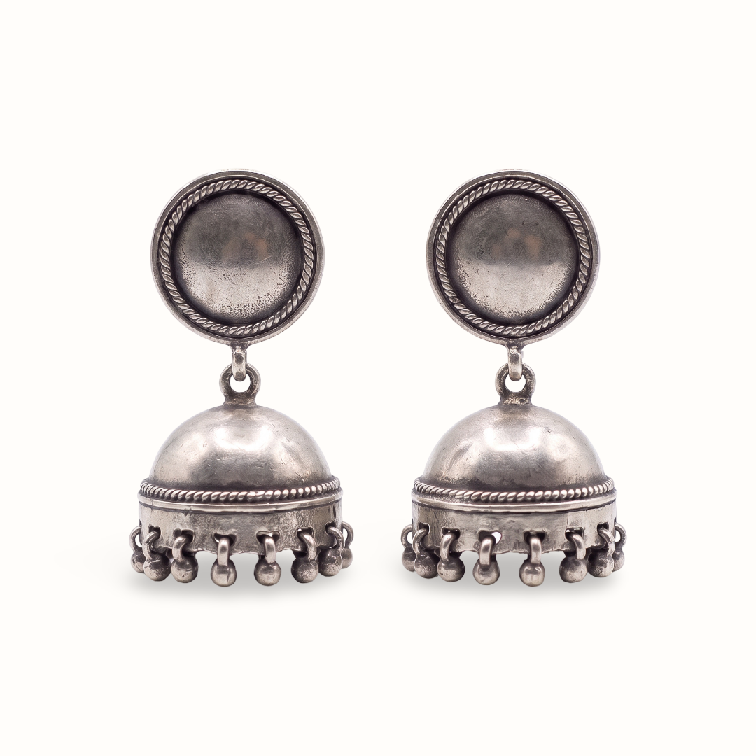 Dome and Done — Ghungroo Jhumka in Oxidised Silver