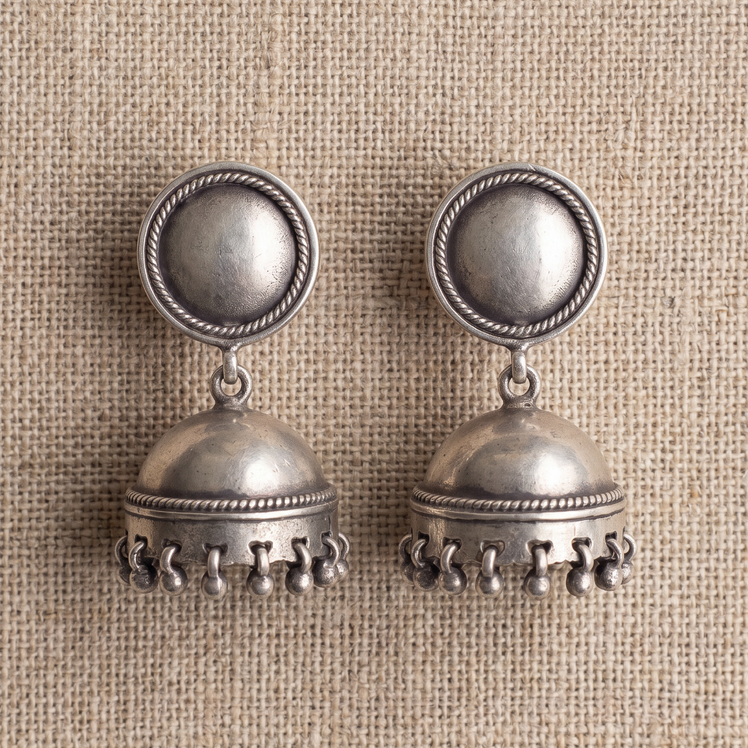 Dome and Done — Ghungroo Jhumka in Oxidised Silver