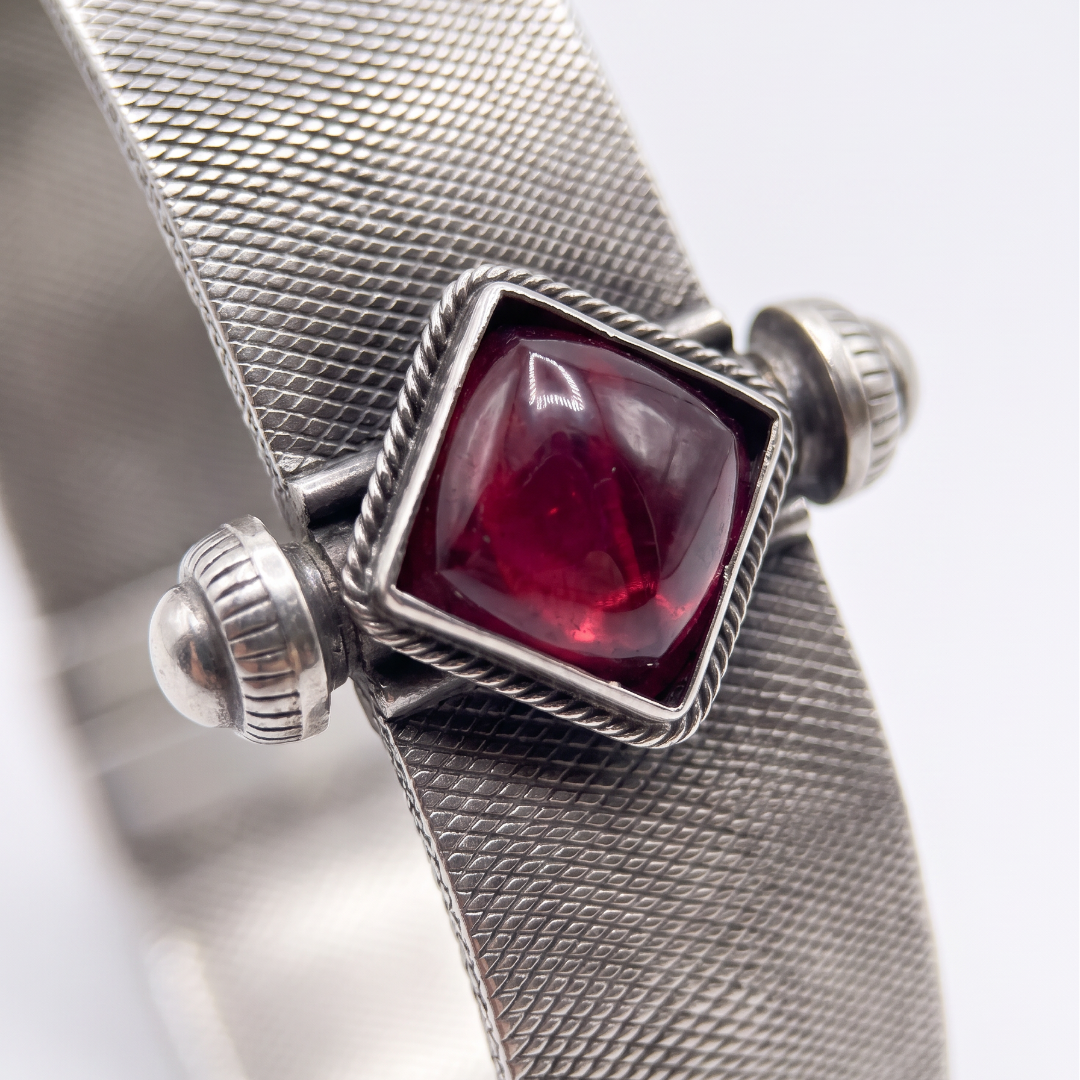 Red Card — Ruby Stone Kada in Oxidised Silver
