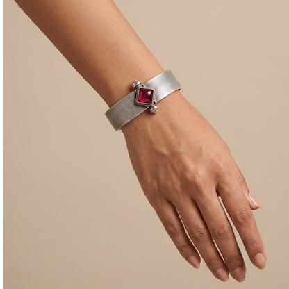 Red Card — Ruby Stone Kada in Oxidised Silver