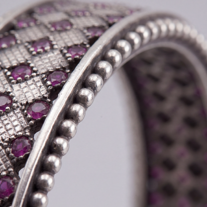Grid Girl — Ruby Barfi Bangle in Oxidised Silver