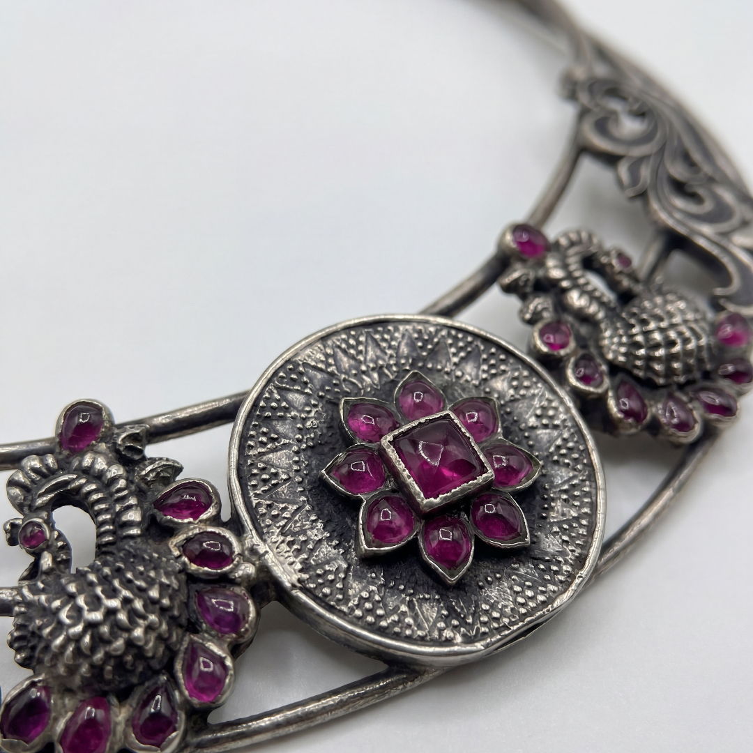 Neck of the Party — Floral Hansli in Oxidised Silver